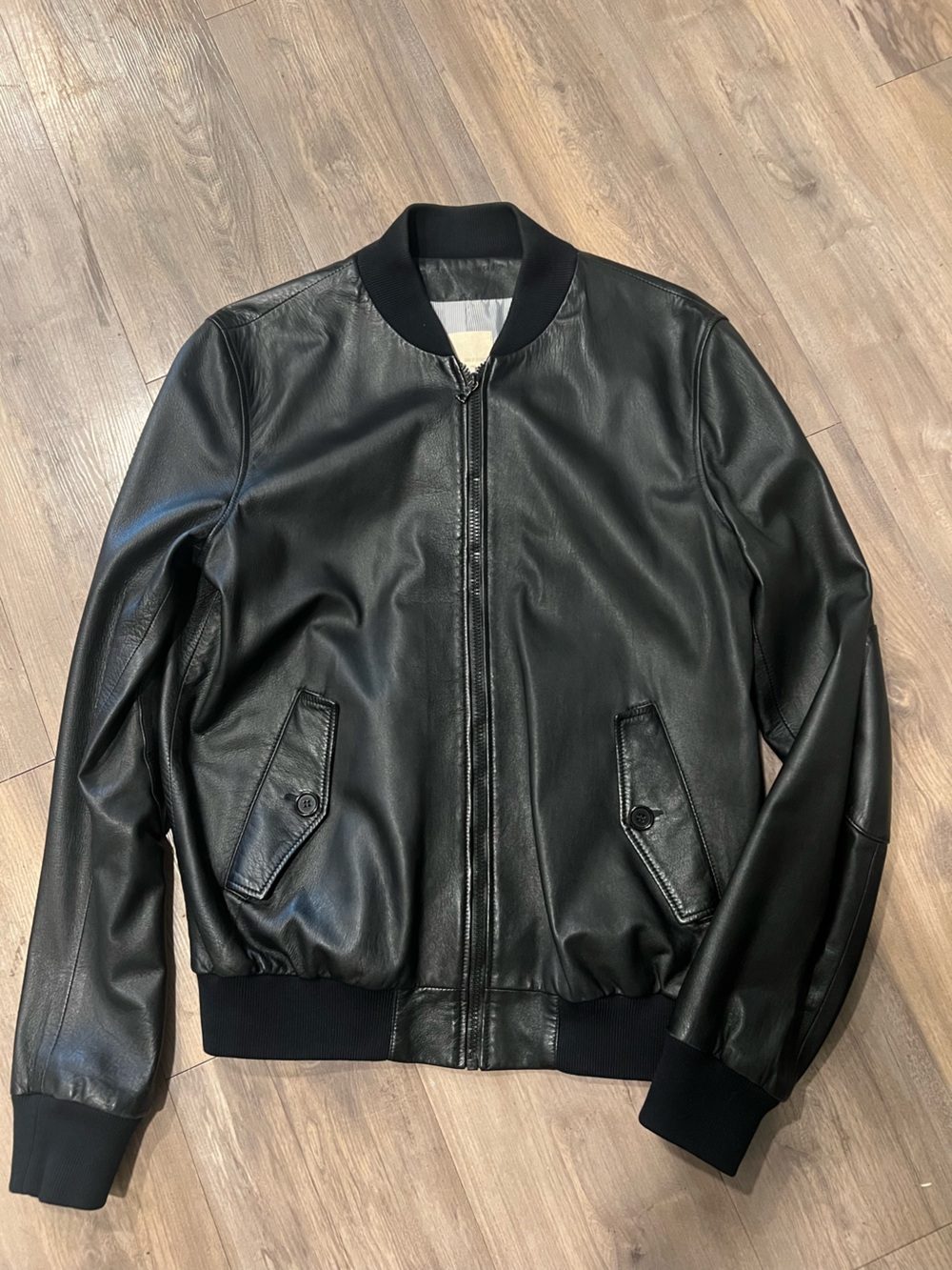 Band Of Outsiders Black Leather Bomber Jacket. Large Slim. Rare